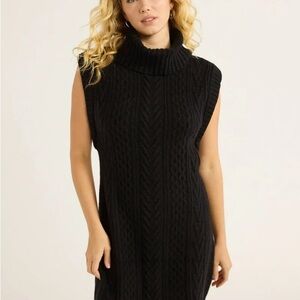 Free Assembly Black Sleeveless Turtleneck Sweater Mini Dress